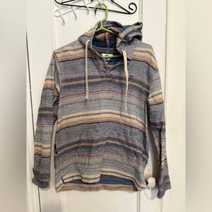 Vissla Vallemar Popover Hoodie Men Size Small Striped Long Sleeve